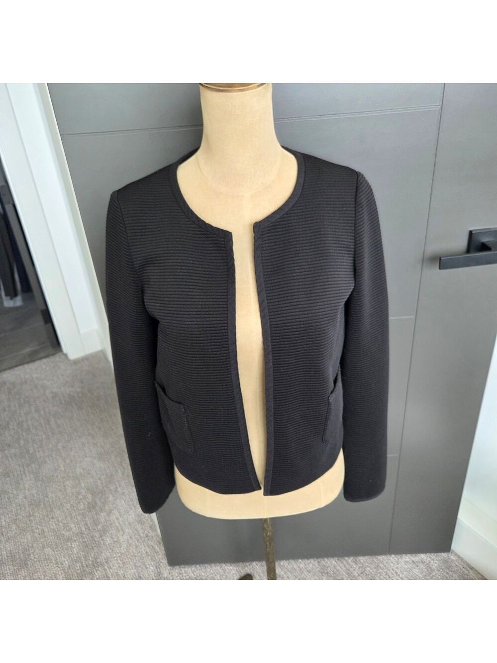 Mango Black Textured Women's Blazer